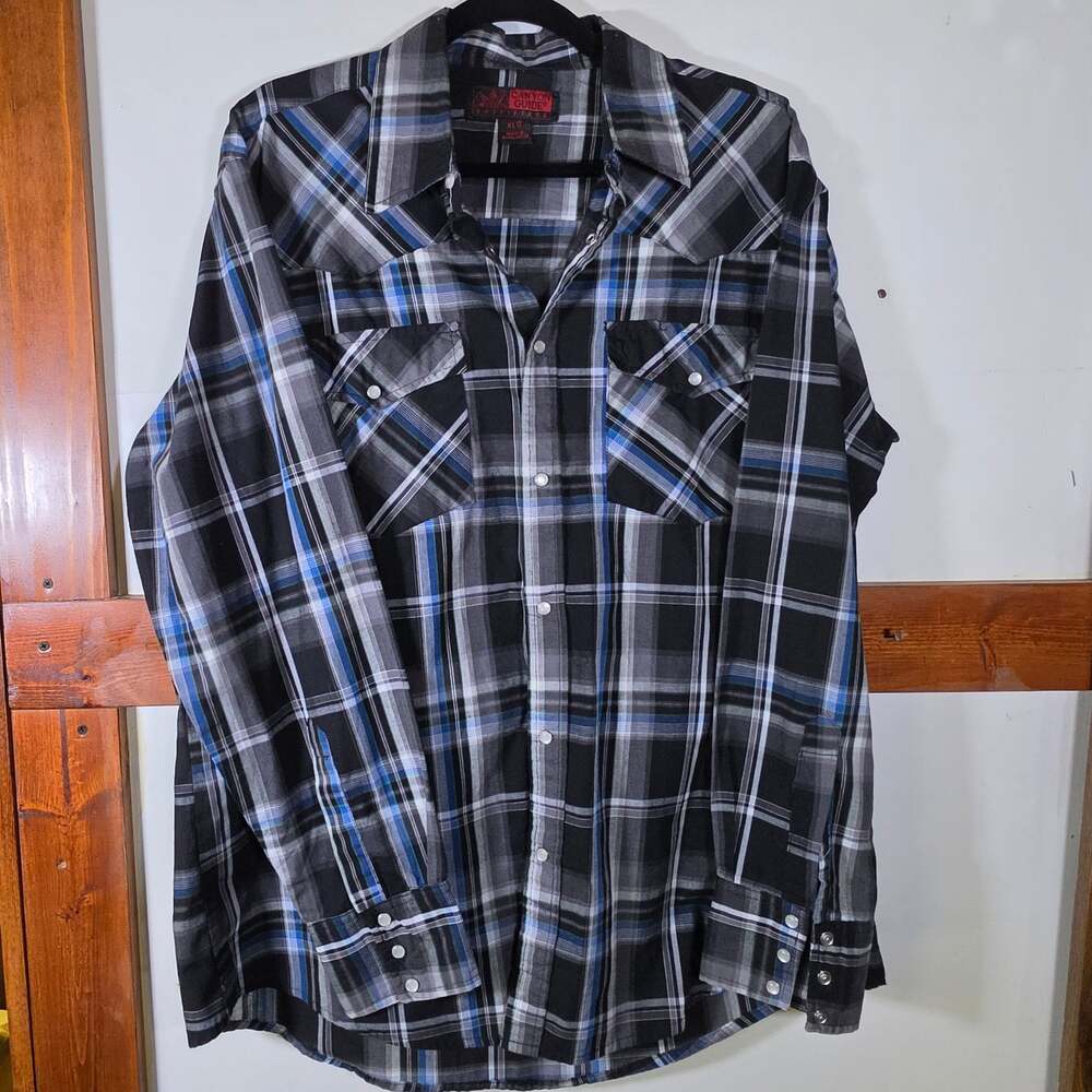 Canyon Guide Outfitters Men's Plaid Long Sleeve Western Pearl Snap Shirt